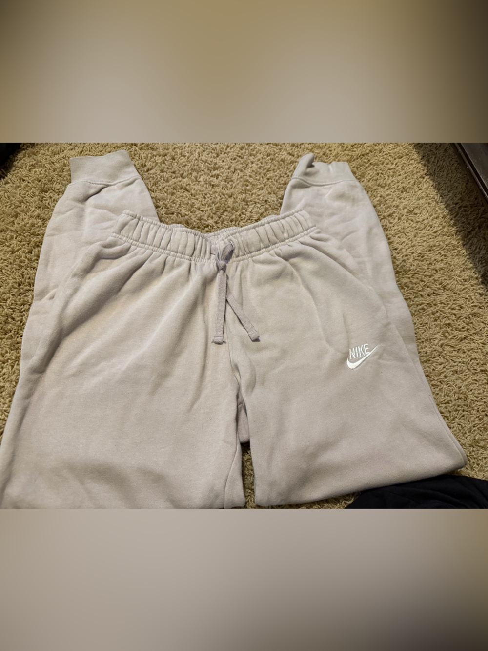 Nike Beige/Taupe Fleece Joggers with White Swoosh